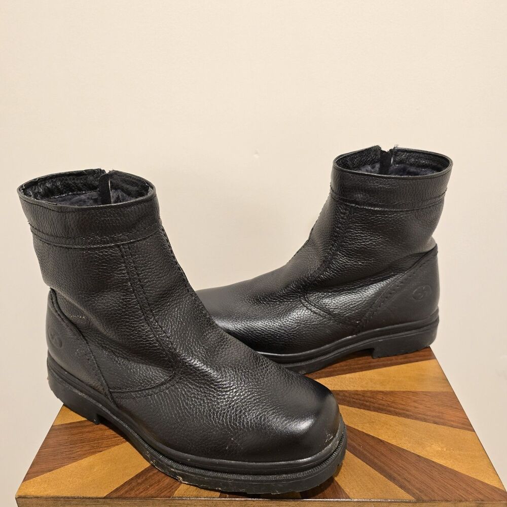 Florsheim Halifax Boots Mens 12M Black Leather Shearling Lined Lug Insulated